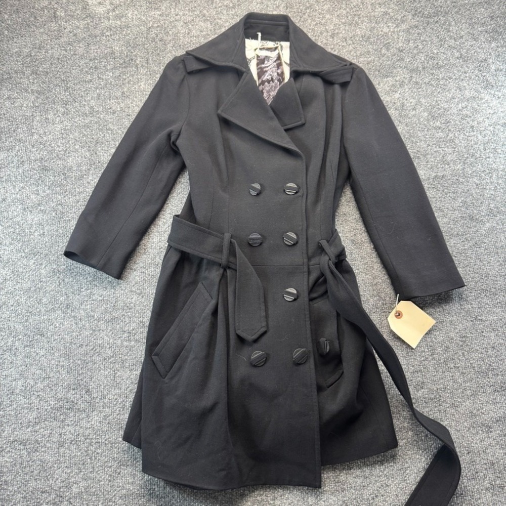 Vintage L.A.M.B. Gwen Stefani Bubble Coatdress Black Coat Dress Belted Y2K S